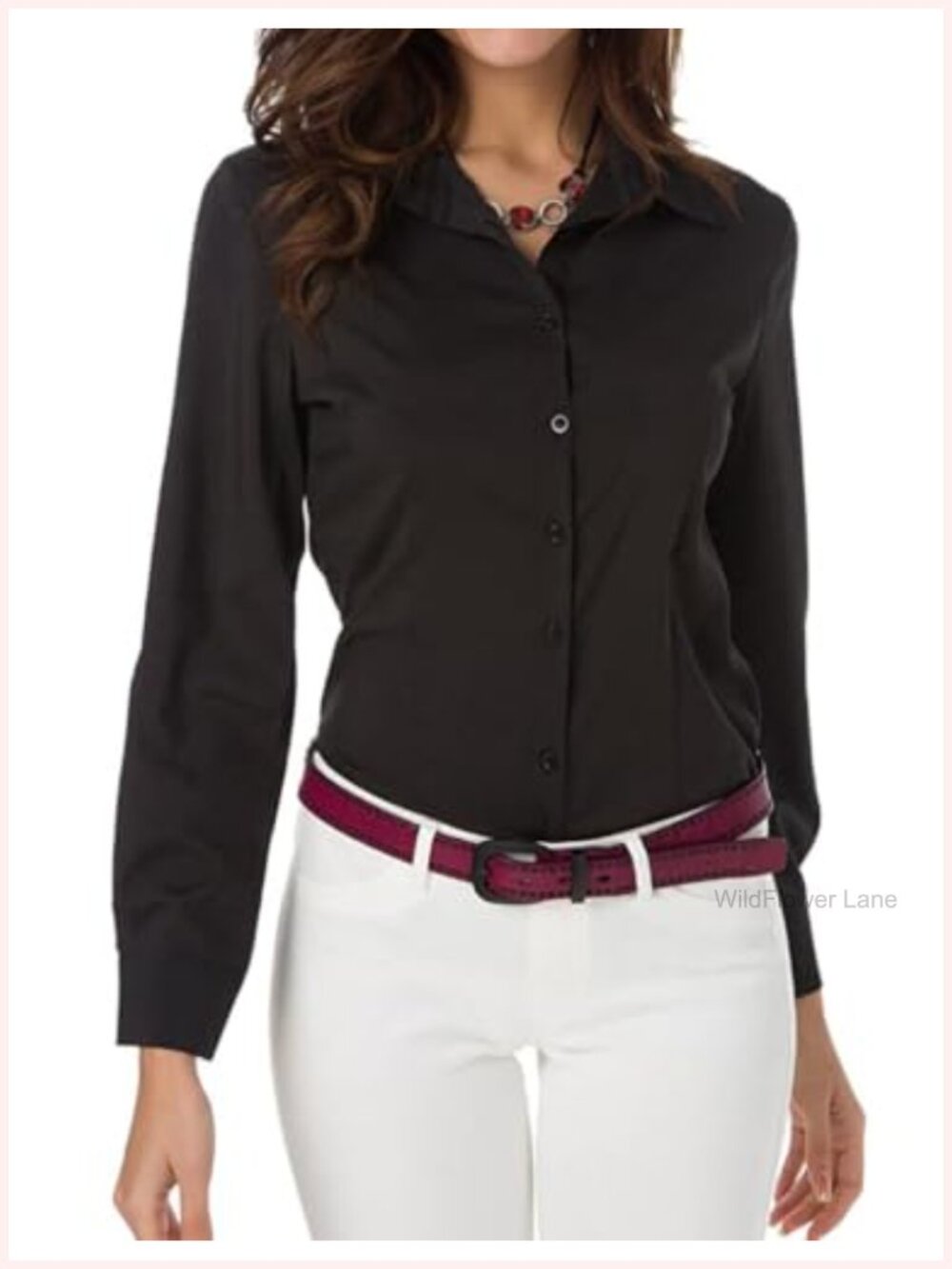 Slim Fit Long Sleeve Polyester Button Down Shirt Stretch